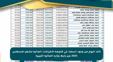 تأكد اليوم من وجود اسمك في قائمة الإفراجات المالية لشهر أغسطس 2025 عبر رابط وزارة المالية الليبية